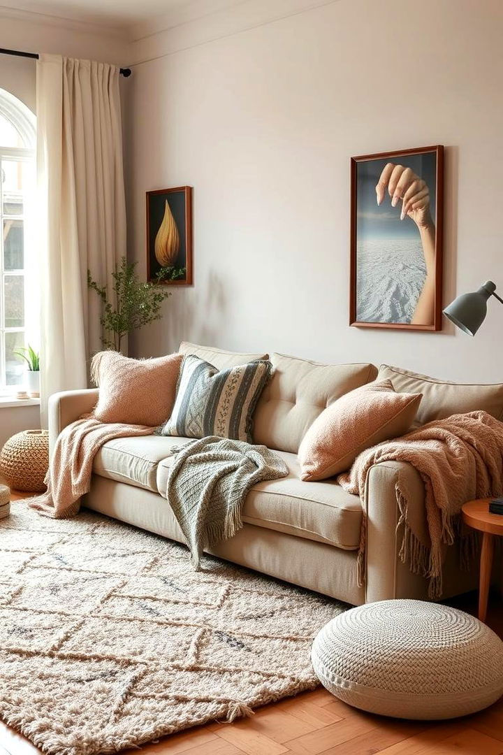Cozy Textured Layers for Warmth - 22 Condo Living Room Ideas