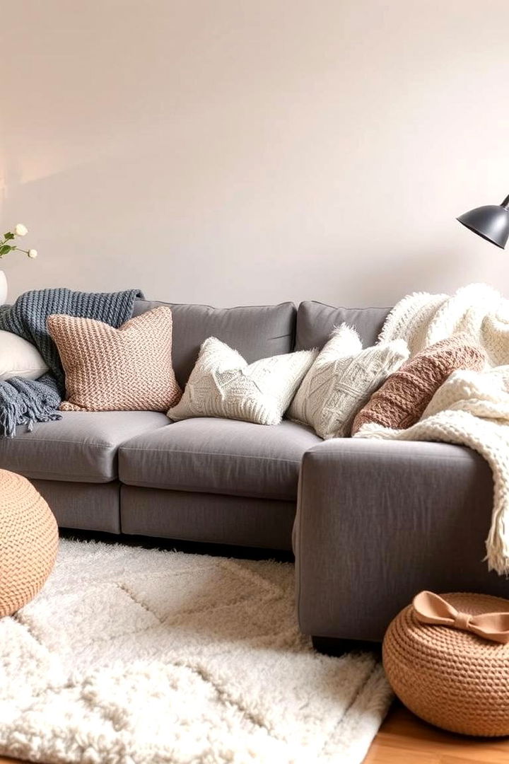 Cozy Textures and Layered Comfort - 22 Grey Sectional Living Room Ideas