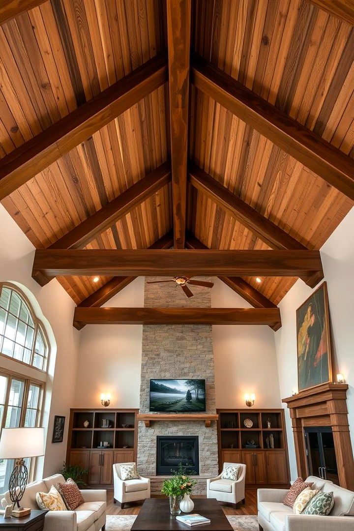 Cozy Timber Interiors - 22 Living Room Vaulted Ceiling Ideas