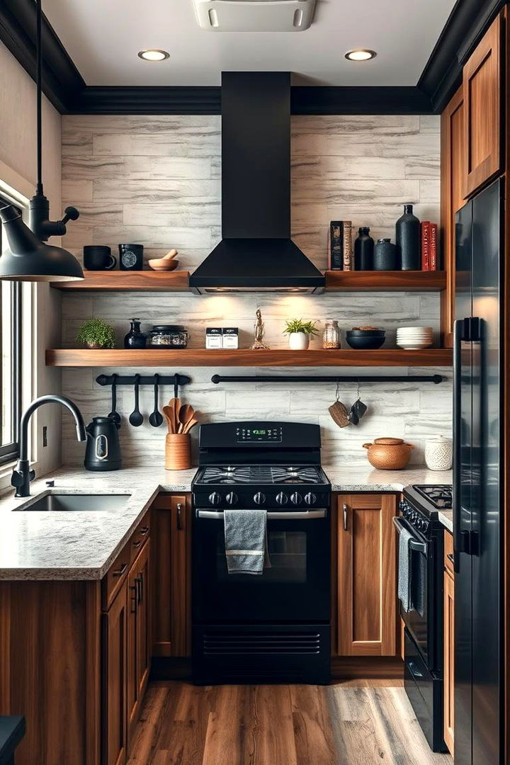 Cozy Warmth with Black Fixtures - 22 Kitchen With Black Appliances