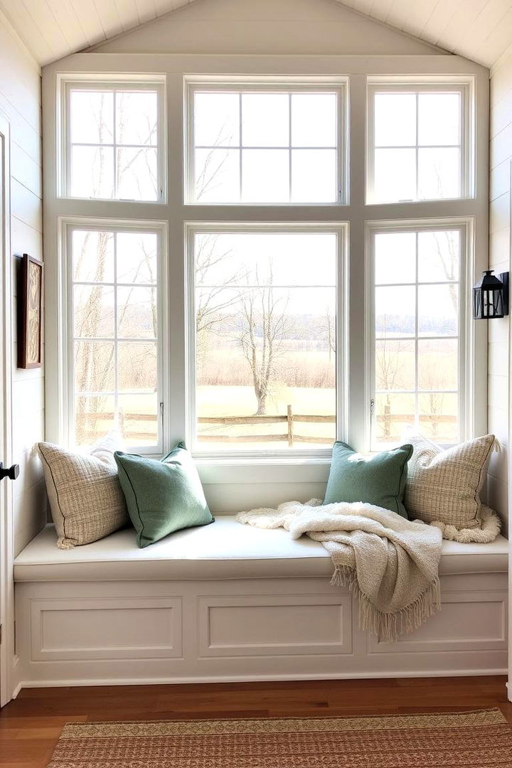Cozy Window Nook - 22 Farmhouse Sunroom Ideas