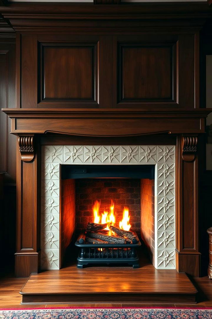 Cozy Wooden Hearth Surround - 22 Fireplace Hearth Ideas