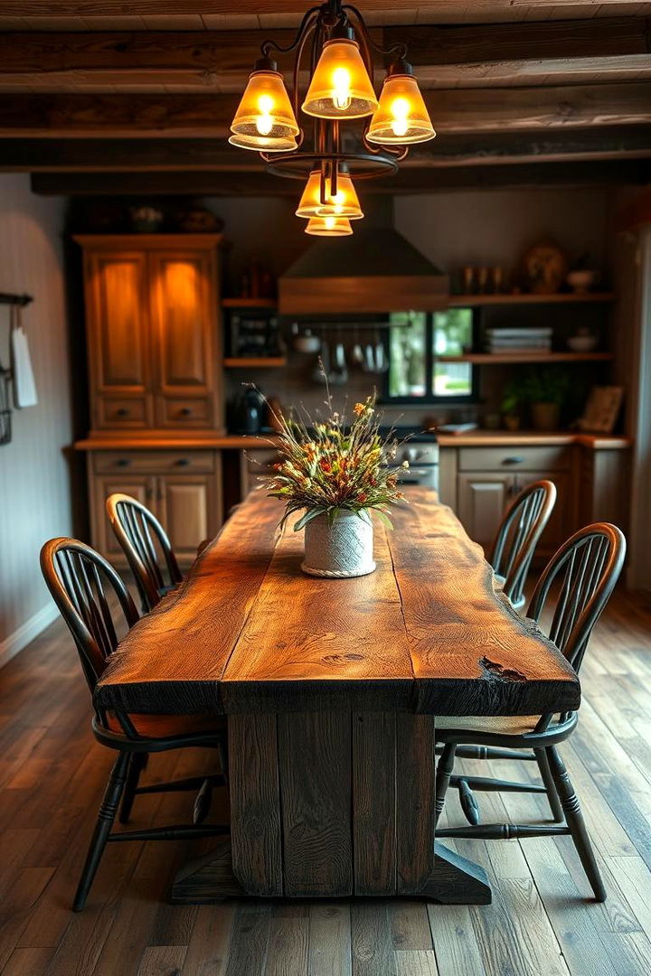 Cozy Wooden Table Centerpiece - 22 Country Kitchen Ideas