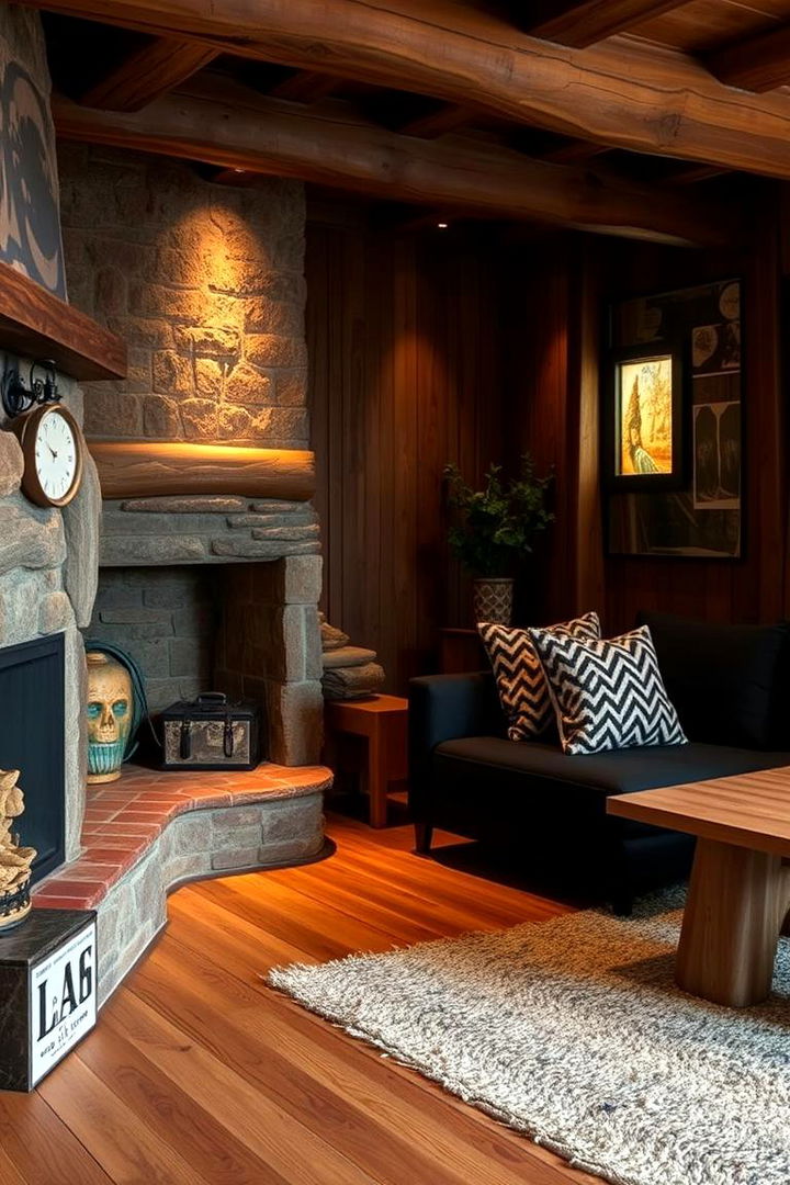 Cozy and Chic Black Couch in a Rustic Setting - 22 Black Couch Living Room Ideas