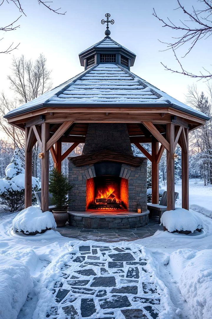 Crafting a Winter Retreat - 22 Gazebo With Fireplace