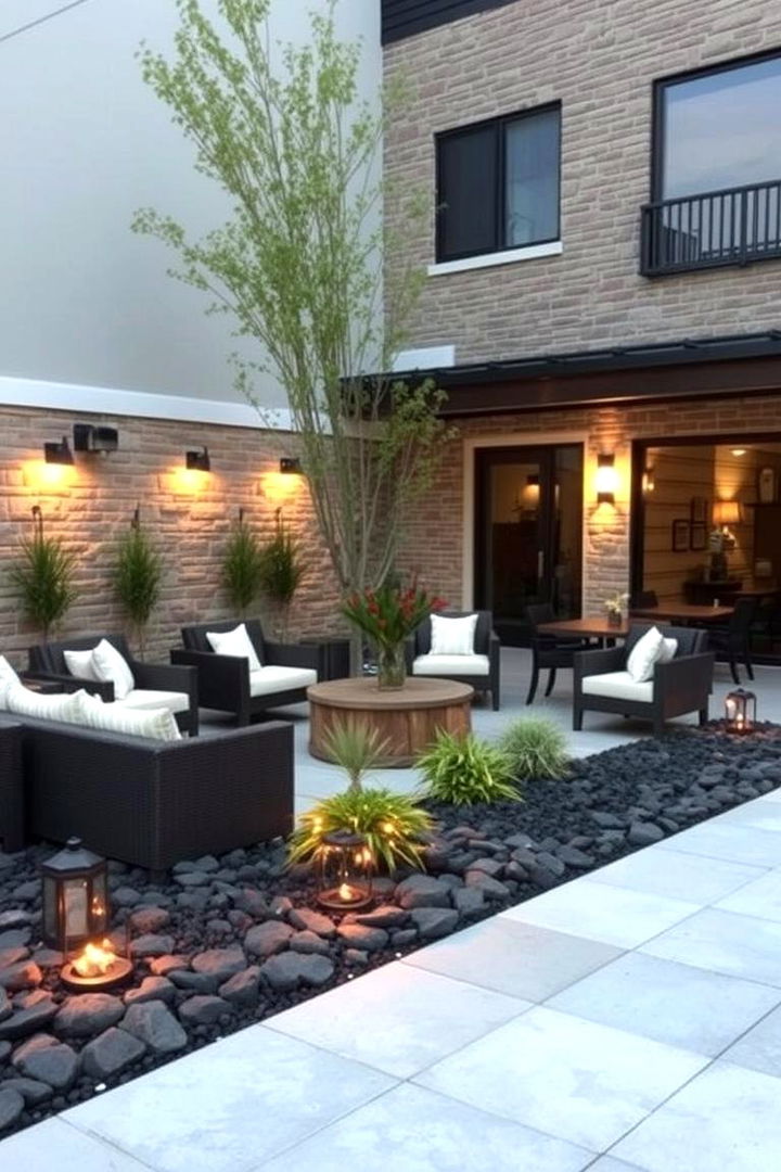Crafting an Outdoor Seating Area - 22 Black River Rock Landscaping Ideas