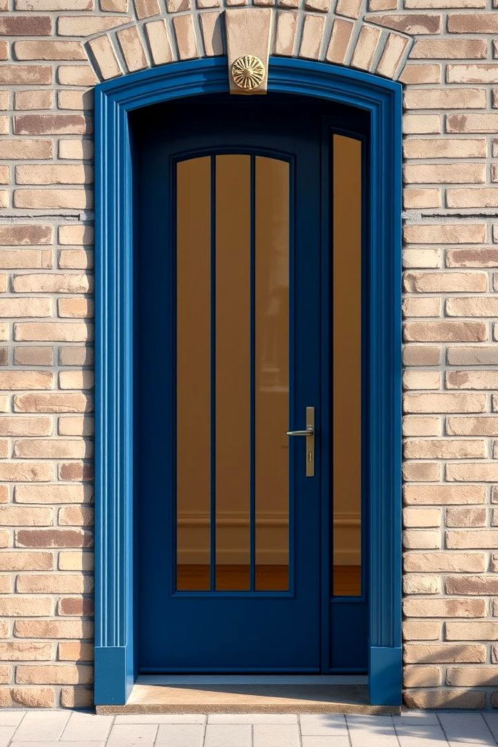 Cream Brick with Deep Blue Doorframe - 22 Exterior Brick and Paint Color Combinations