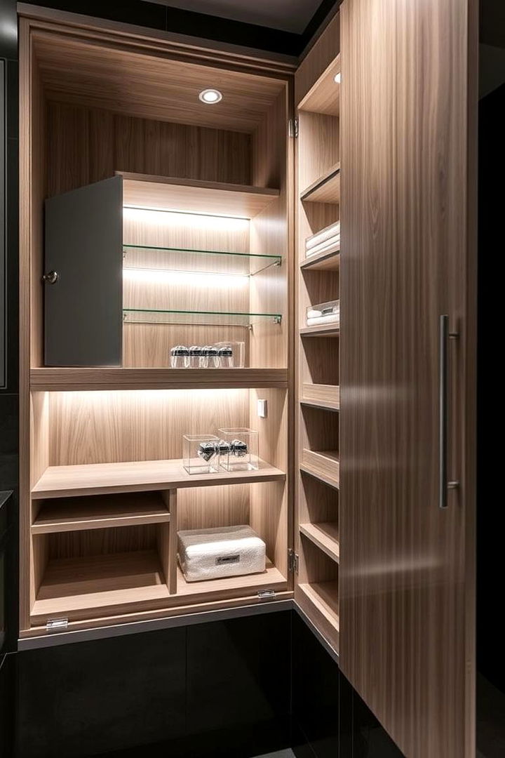 Create a Customized Storage System with Shelving Units - 22 Bathroom Cabinet Organization Ideas