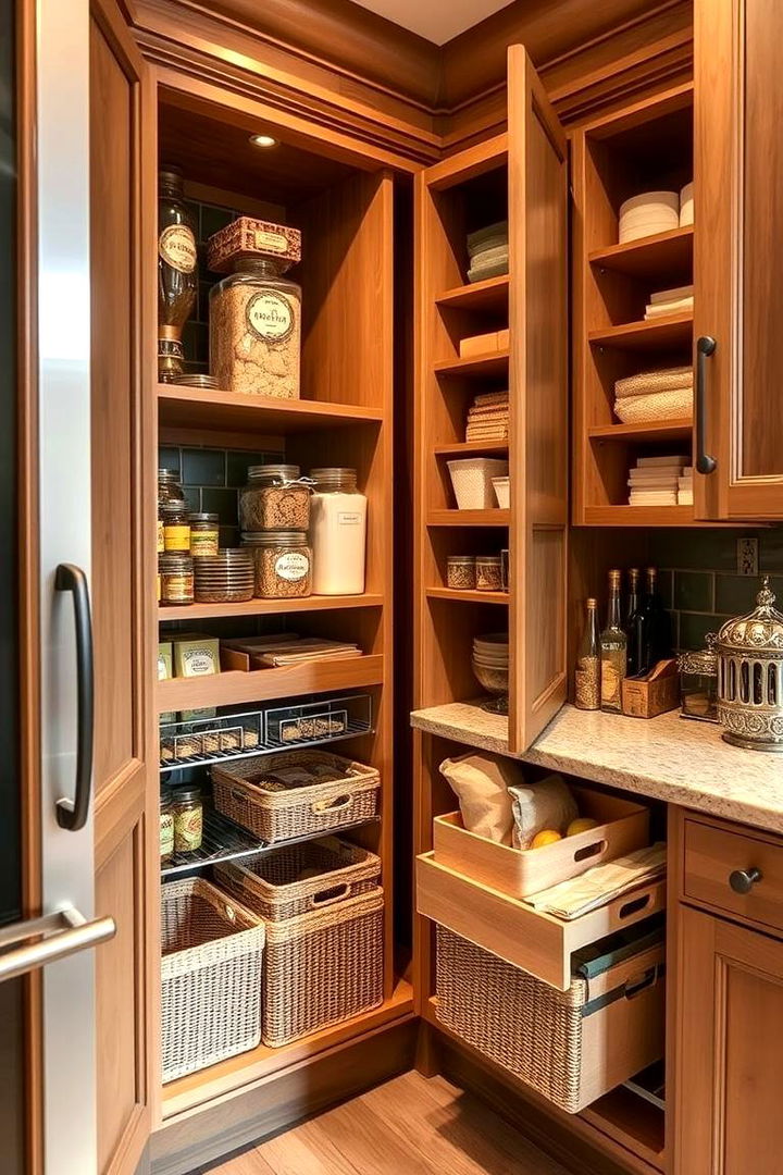 Create a Pantry within Cabinets - 22 Kitchen Cabinet Organization Ideas