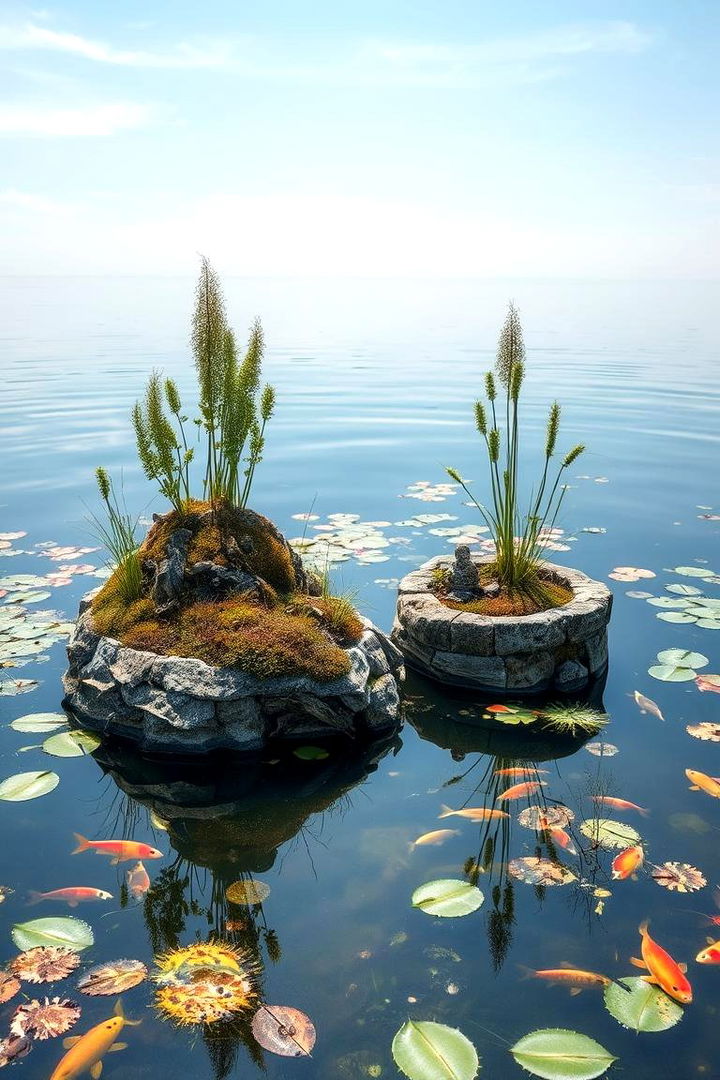 Creating Floating Island Concepts - 22 Fish Pond Ideas