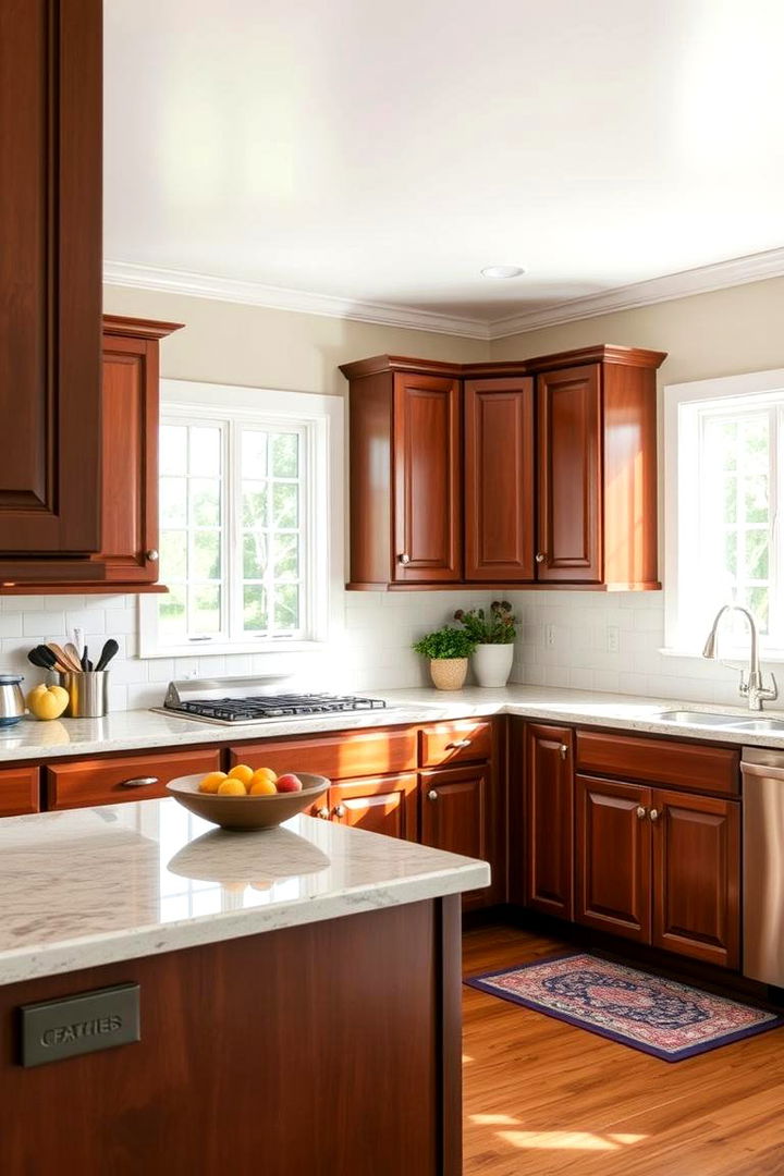 Creating Harmonious Kitchen Layouts - 22 Natural Cherry Kitchen Cabinets