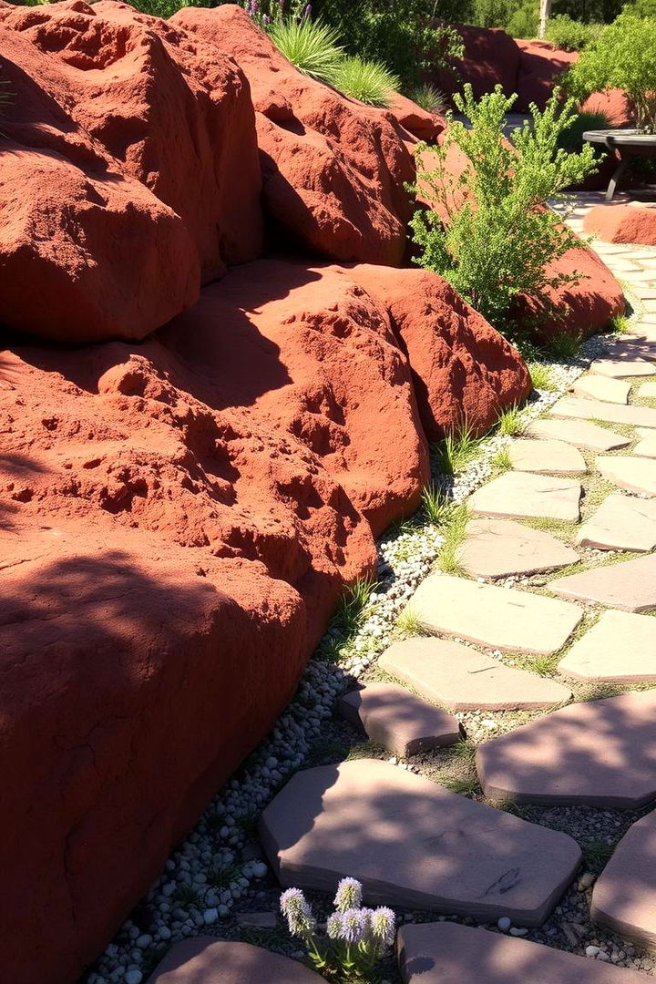 Creating Inviting Walkable Garden Accents - 22 Red Lava Rock Landscaping Ideas
