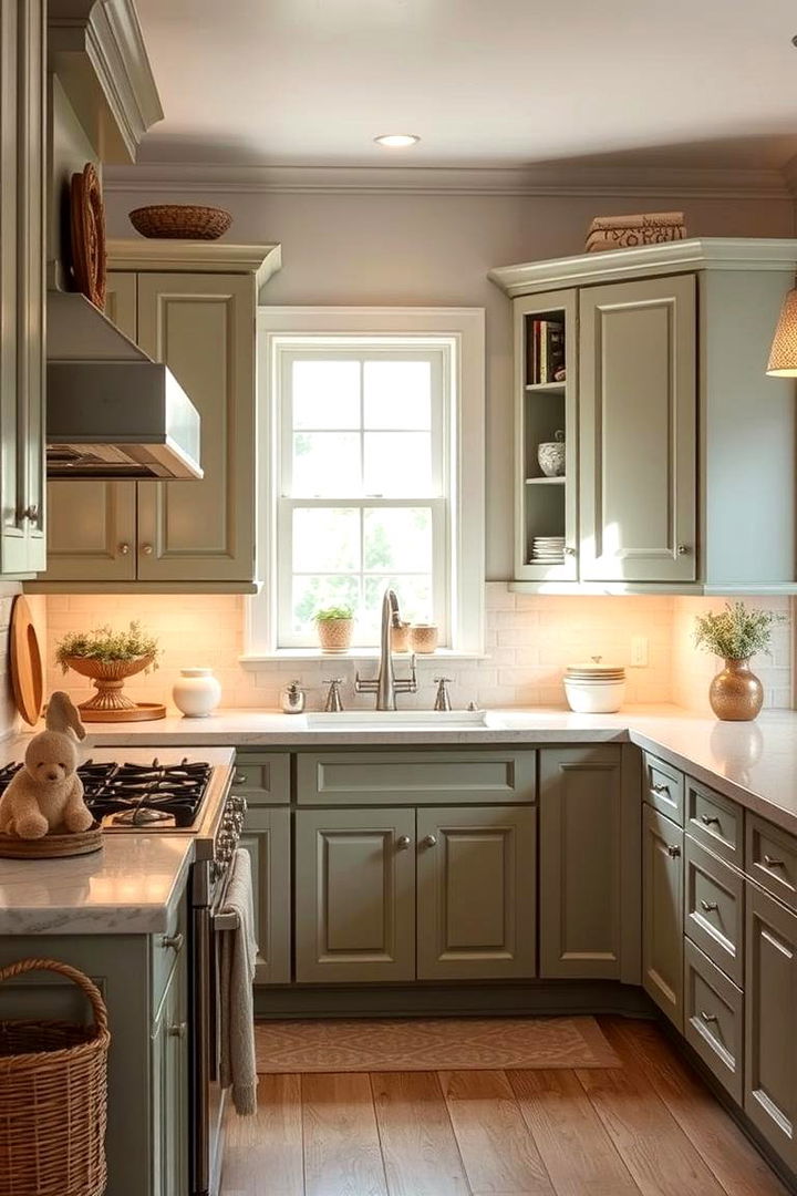 Creating a Calming Kitchen Environment - 22 Rustic Sage Green Kitchen Cabinets