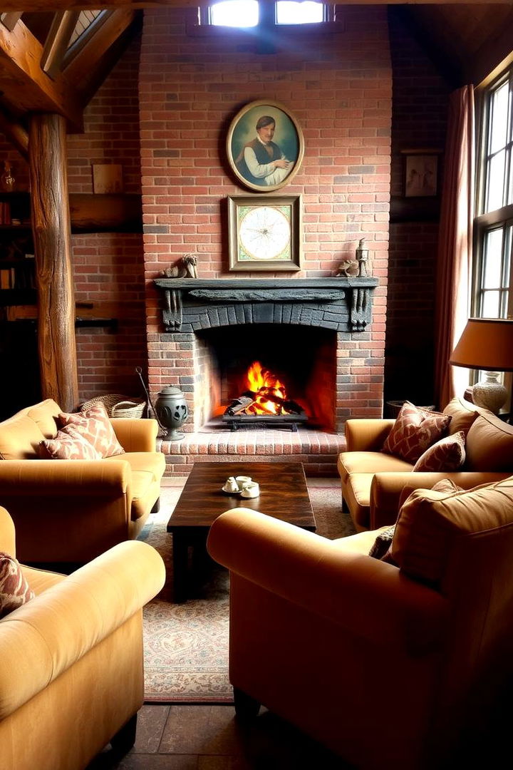 Creating a Comfortable Seating Arrangement - 22 Rustic Living Room With a Brick Fireplace Ideas