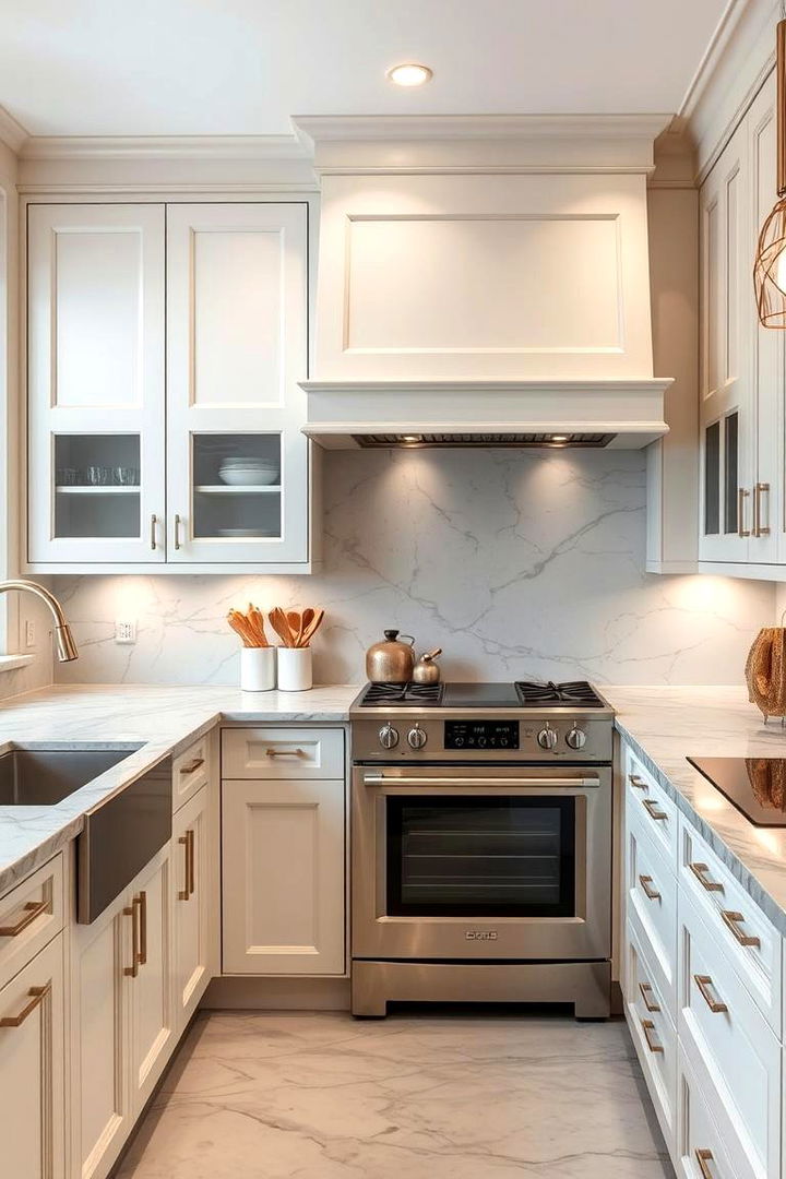 Creating a Luxurious Look - 22 Off-white Kitchen Cabinets