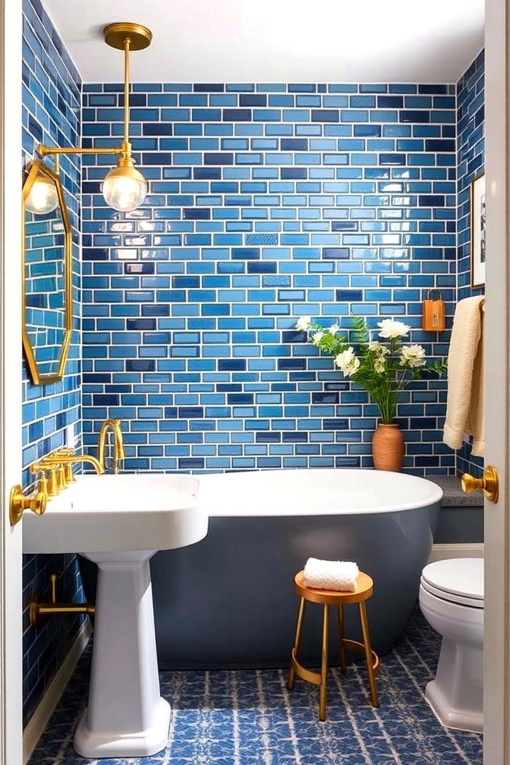 Creative Bathroom Transformations - 22 Blue and Gold Bathroom Ideas