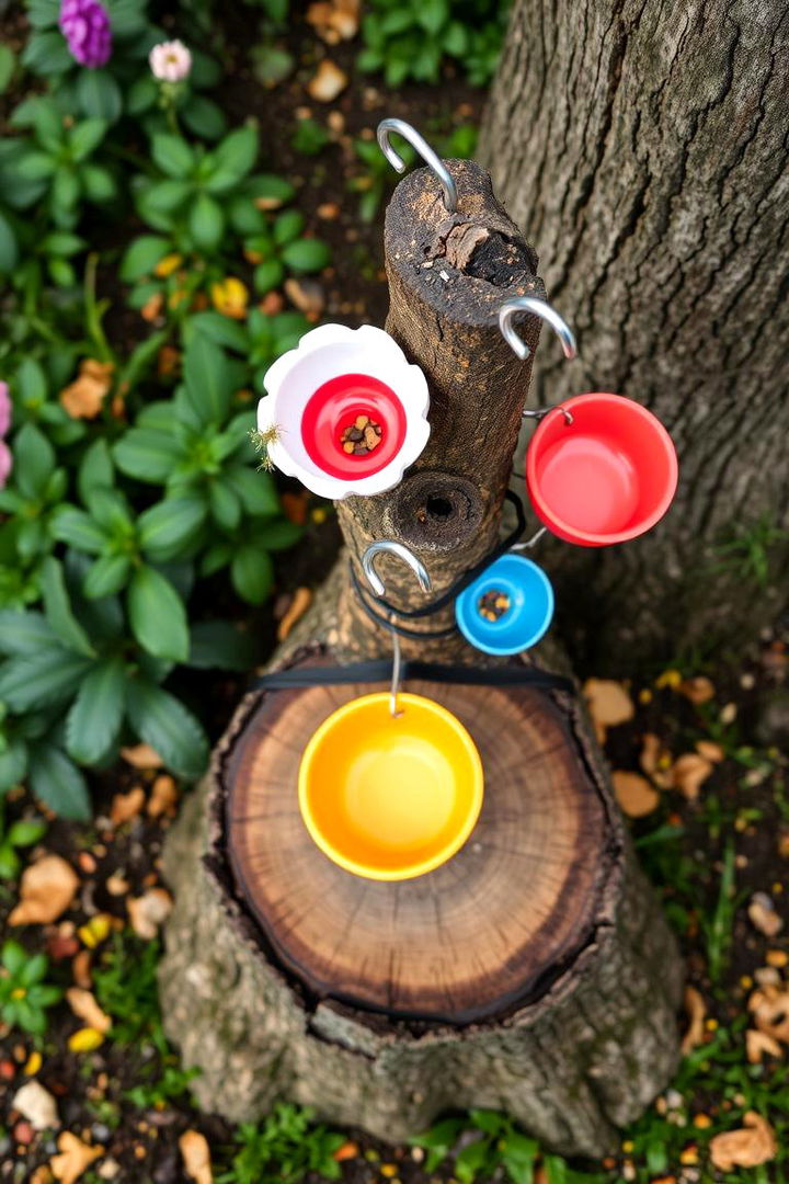 Creative Bird Feeder Station - 22 Tree Stump Decorating Ideas