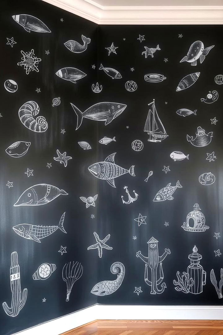 Creative Chalkboard Mural Walls - 22 Mermaid Bedroom Ideas