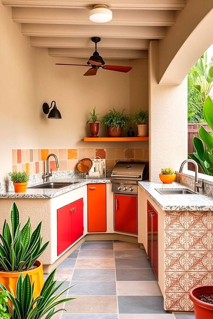 Creative Color Combinations - 22 Stucco Outdoor Kitchen Ideas