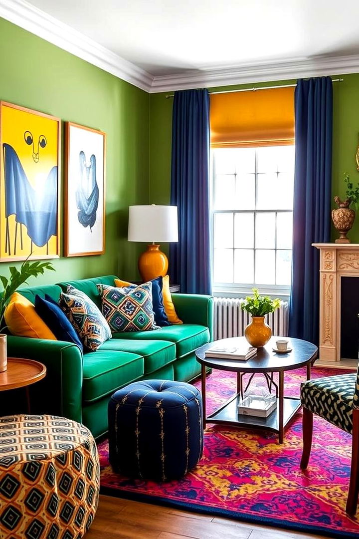 Creative Color Contrasts - 22 Emerald Green Sofa Living Room Ideas