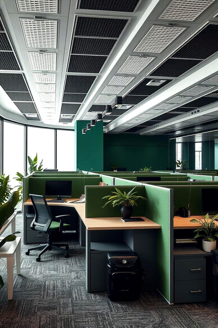 Creative Cubicles in Dark Green - 22 Dark Green Office Ideas and Inspiration
