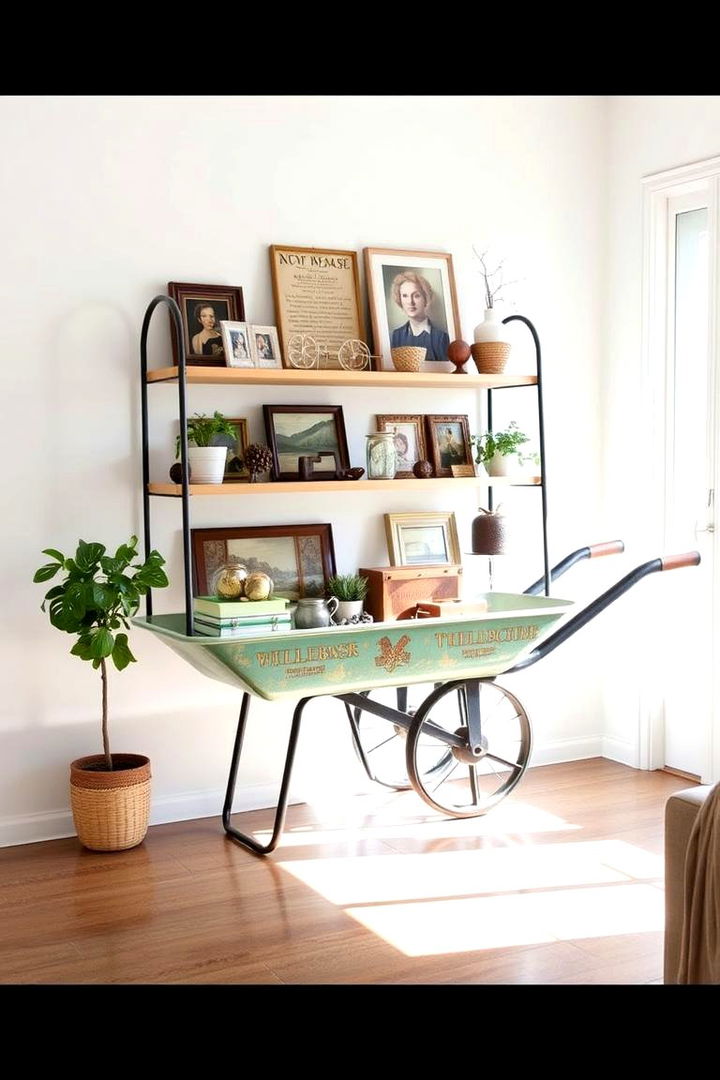 Creative Display Shelf - 22 Old Wheelbarrow Ideas