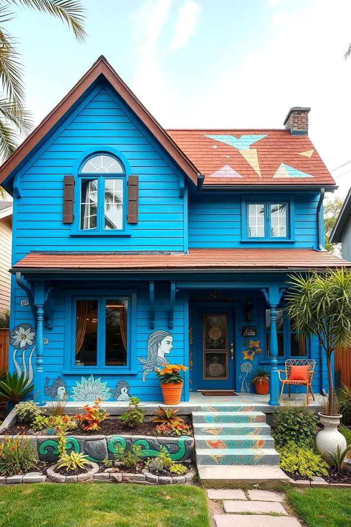 Creative Facade Art - 22 blue exterior home with a brown roof ideas
