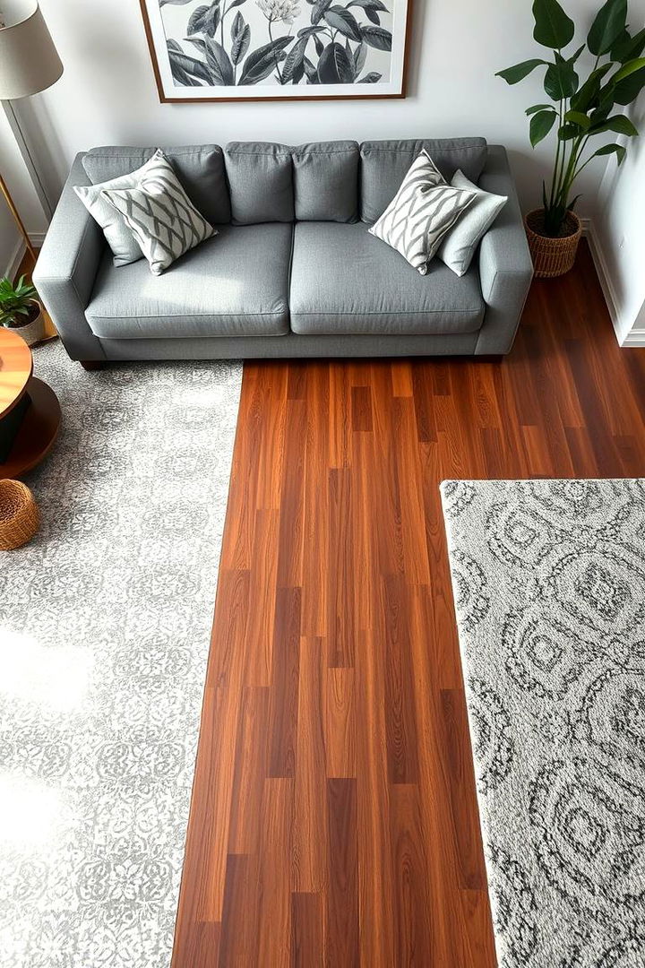 Creative Flooring Statements - 22 Grey Couch Living Room Ideas