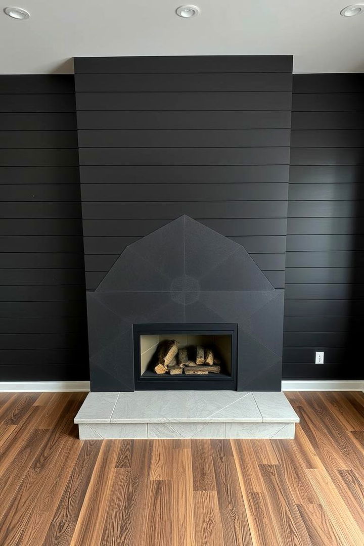Creative Geometric Patterns - 22 Black Shiplap Fireplace Ideas