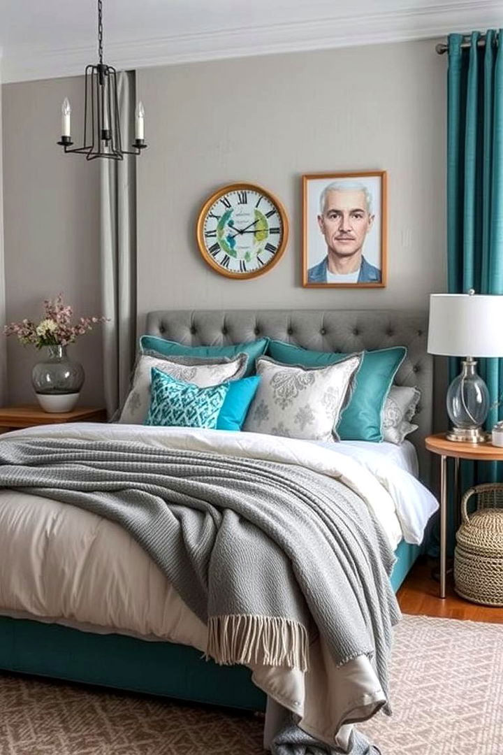 Creative Layered Textures - 22 Teal and Grey Bedroom Ideas