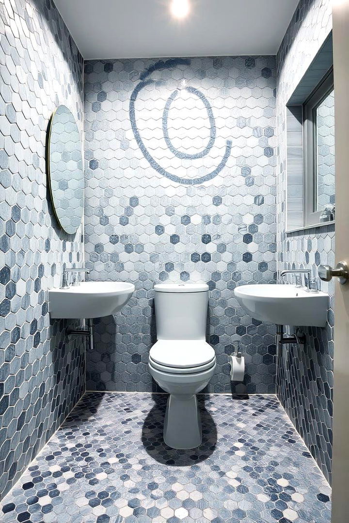 Creative Layout Configurations - 22 Penny Tile Bathroom Floor Ideas