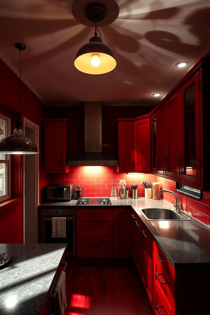 Creative Lighting and Mood - 22 Red Kitchens