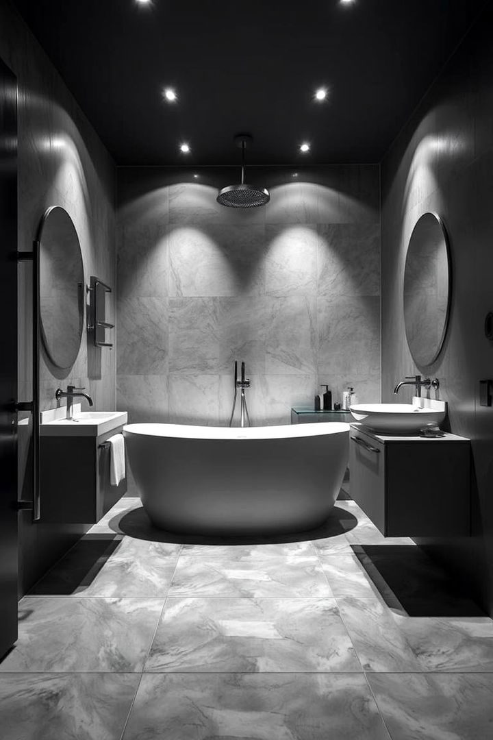 Creative Lighting in Grey Bathrooms - 22 Grey Bathroom Ideas