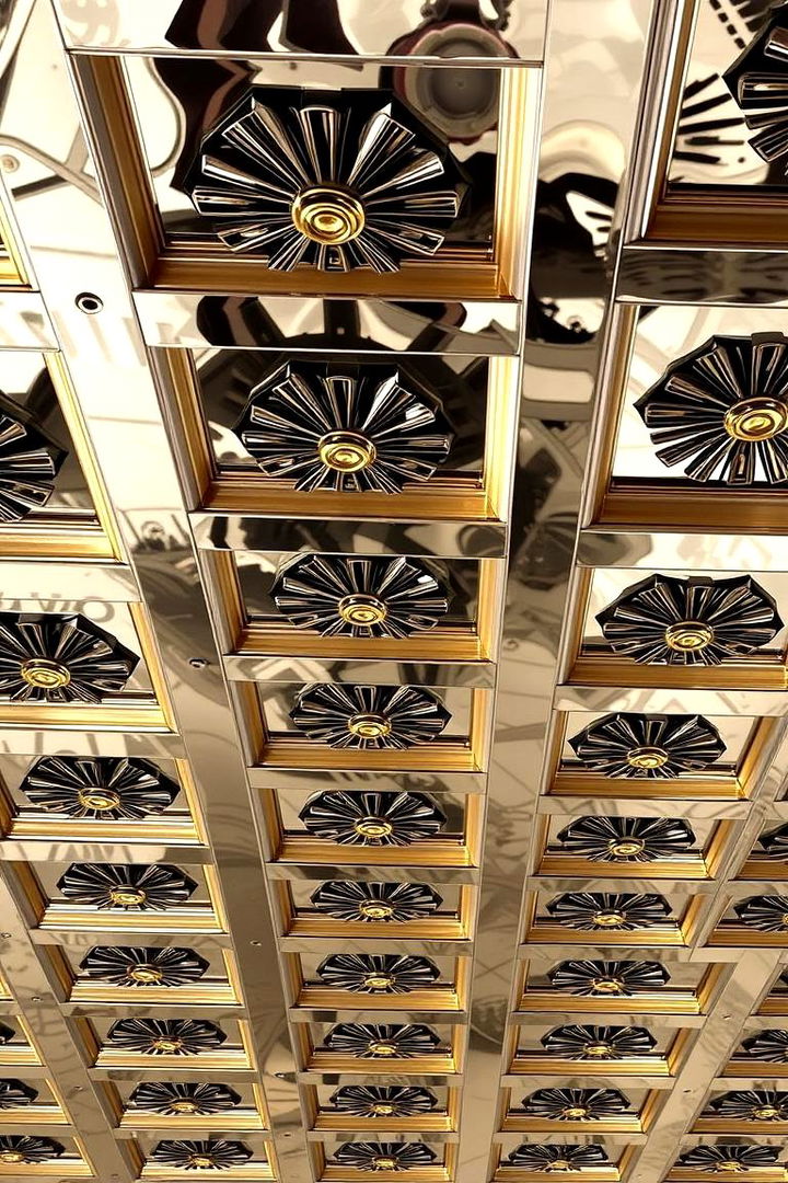 Creative Metal Inlays - 22 Coffered Ceiling Ideas