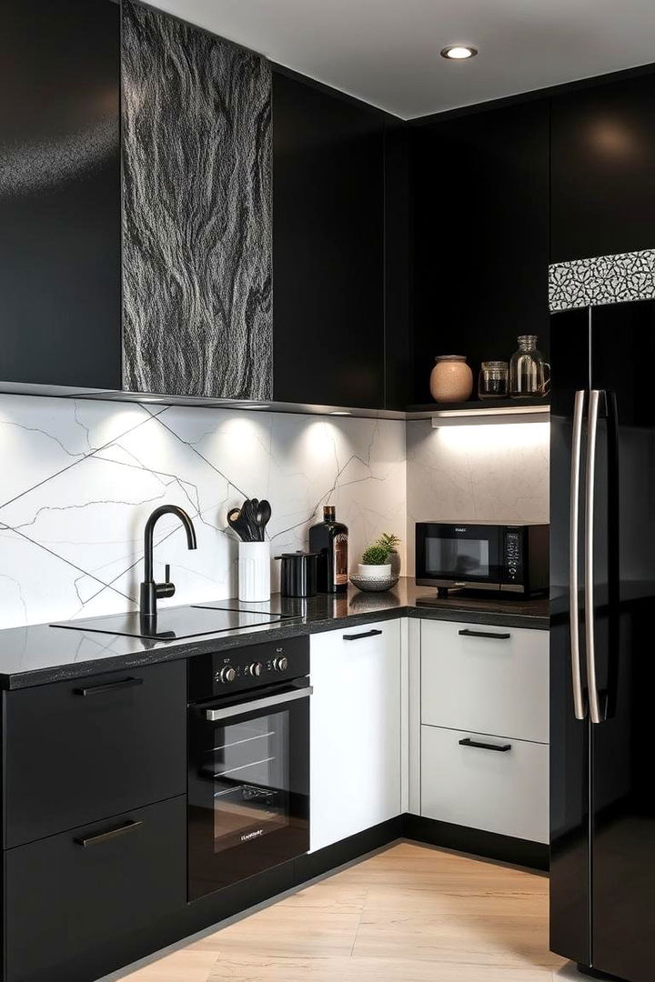 Creative Mixing of Textures and Patterns - 22 Black and White Kitchen Ideas