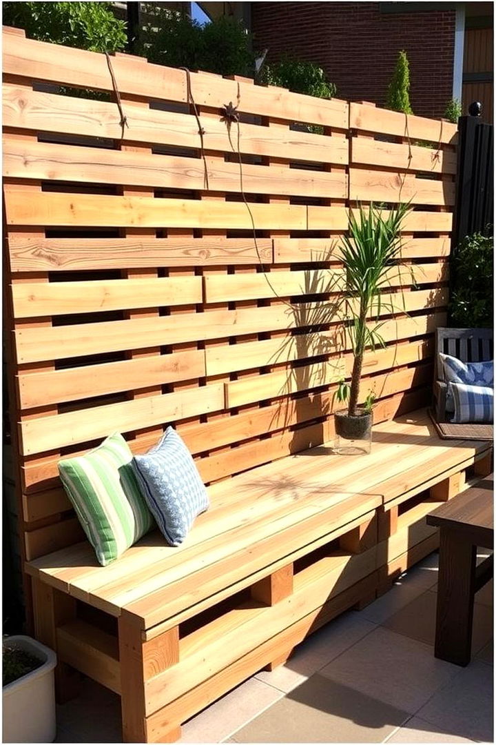 Creative Pallet Fence with Seating - 22 Pallet Fence Ideas