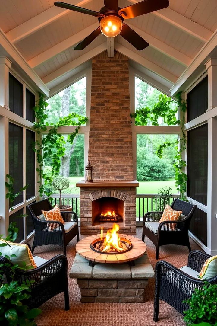 Creative Privacy Solutions - 22 Screened-in Porch With Fireplace Ideas