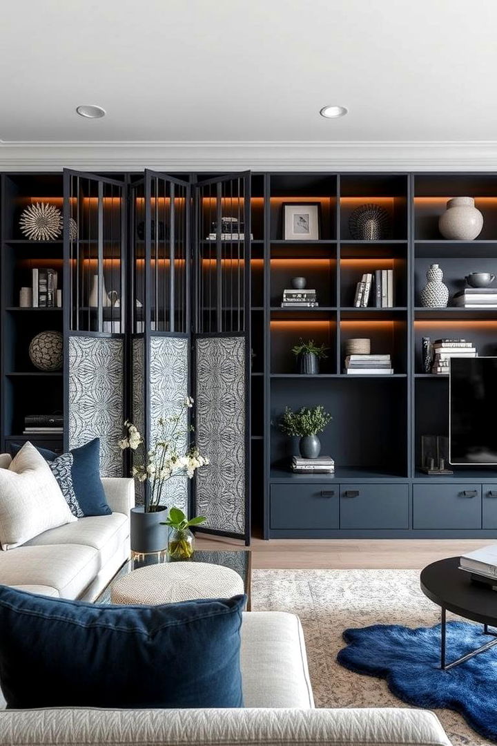 Creative Room Dividers - 22 Navy Blue and Grey Living Room Ideas