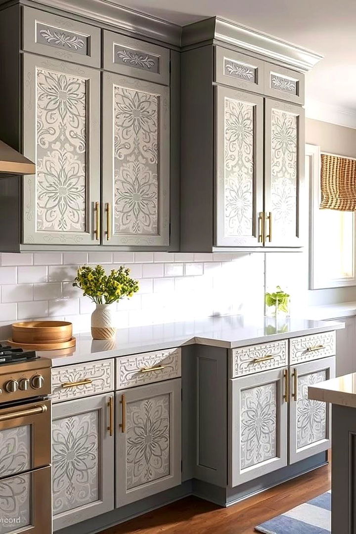 Creative Stenciled Patterns - 22 Painting Kitchen Cabinet Ideas