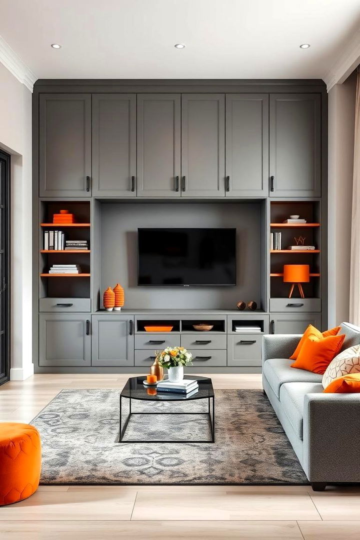 Creative Storage Solutions - 22 Orange and Grey Living Room Ideas