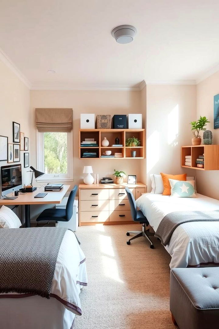 Creative Study Nook Combo - 22 Twin Bedroom Ideas