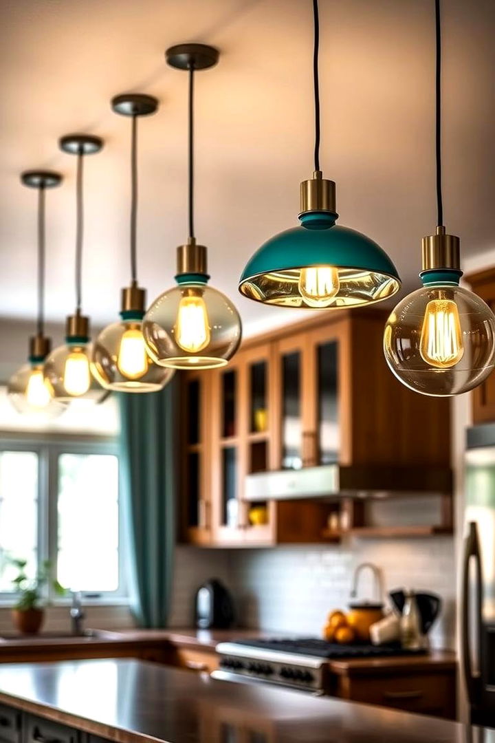 Creative Teal Lighting - 22 Teal Kitchen Ideas