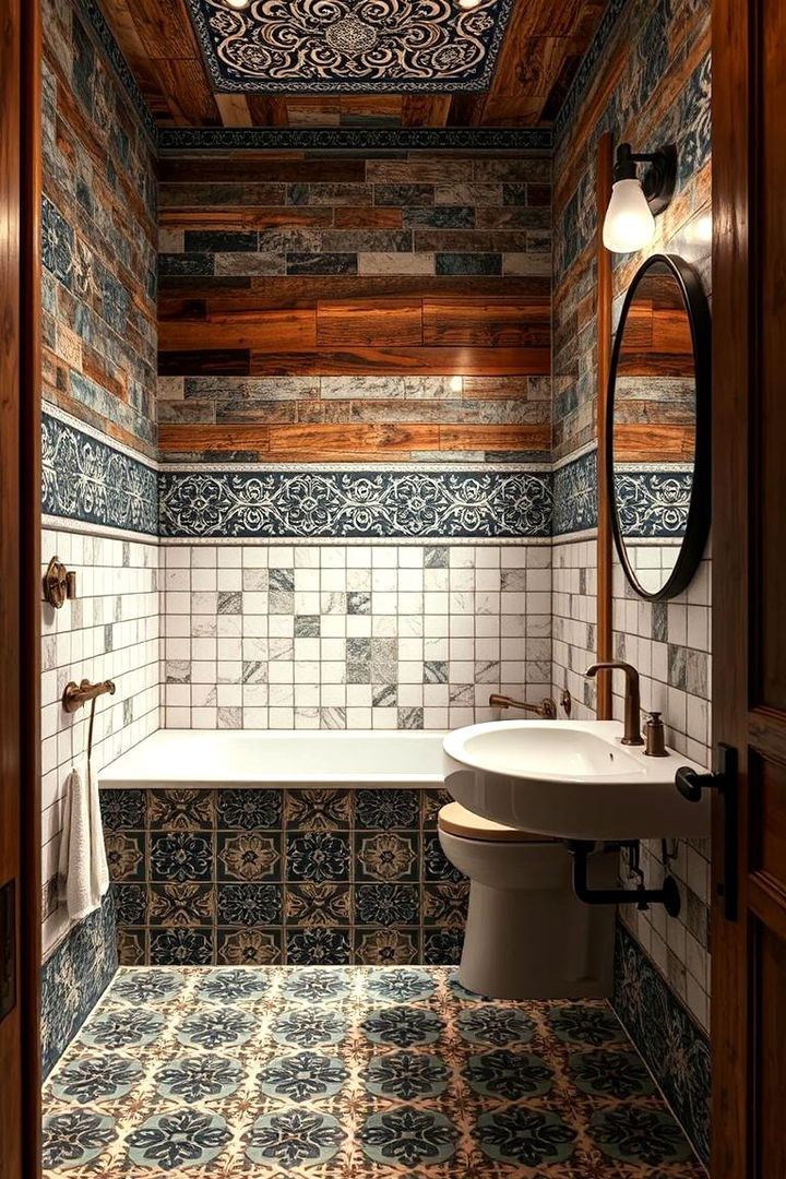 Creative Tile Patterns Inspiring Visual Interest - 22 Modern Farmhouse Bathroom Ideas