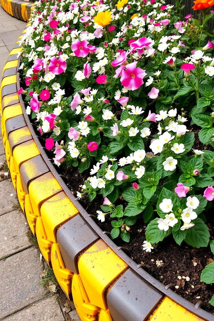 Creative Tyre Flower Borders - 22 Recycled Tyre Garden Art Ideas