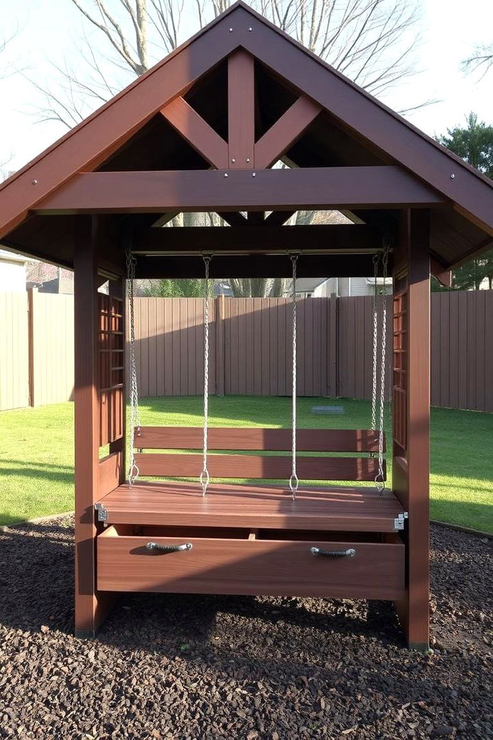 Creative Under Swing Storage Compartments - 22 Outdoor Toy Storage Ideas