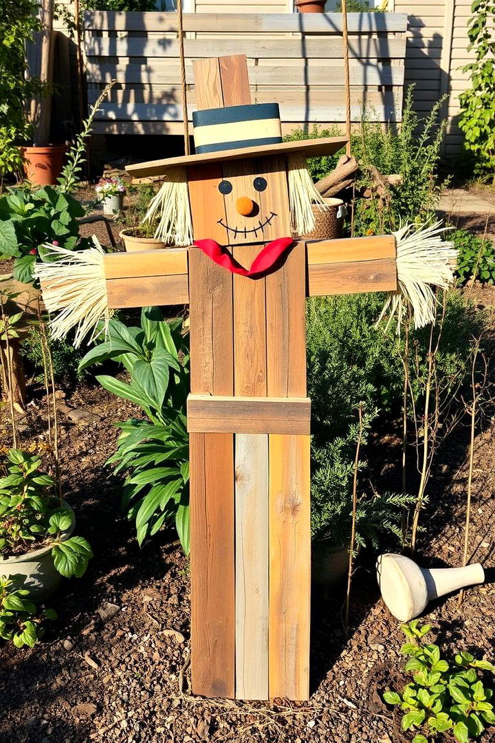 Creative Upcycled Wooden Scarecrow - 22 Garden Scarecrow Ideas