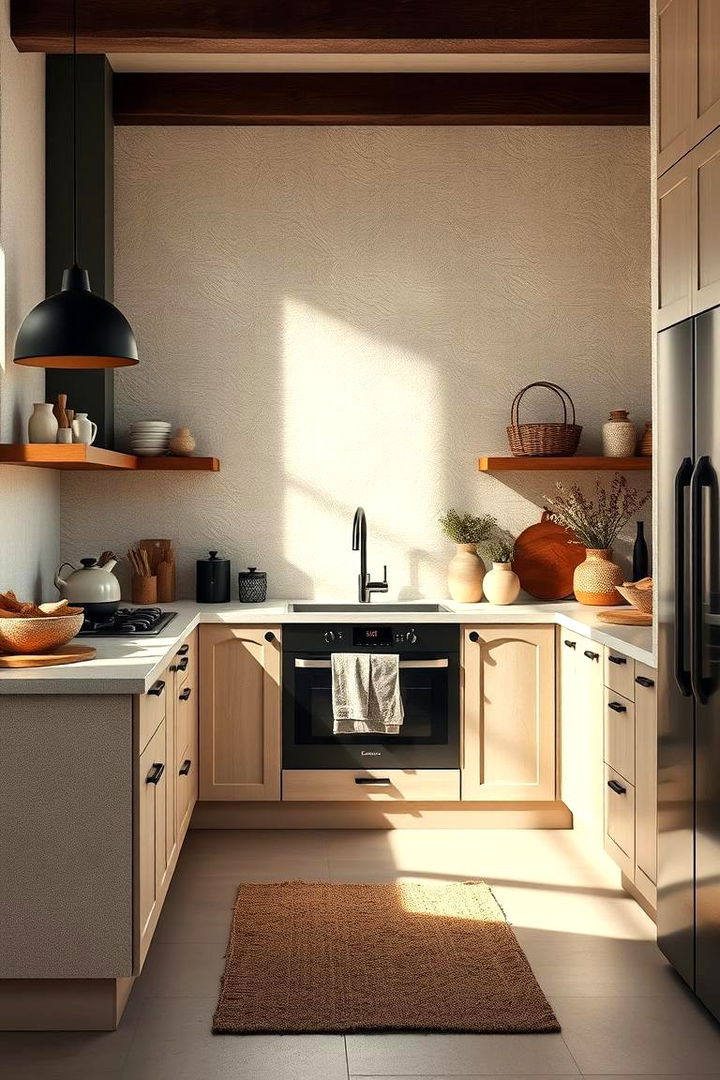 Creative Use of Textures Linen and Leather - 22 black and beige kitchen ideas