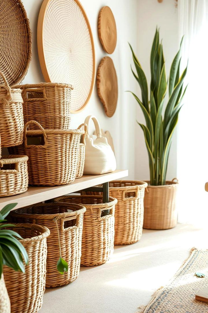 Creative Use of Woven Baskets - 22 Colorful Boho Living Room Ideas