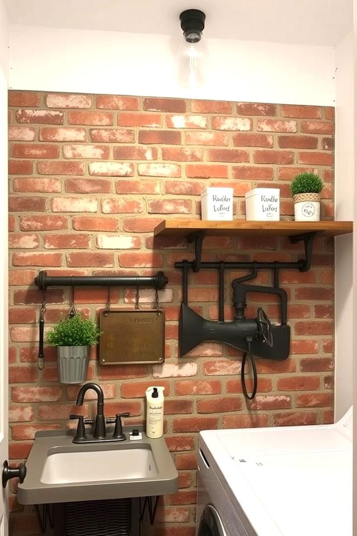 Creative Wall Treatments with Exposed Brick - 22 Rustic Laundry Room Ideas