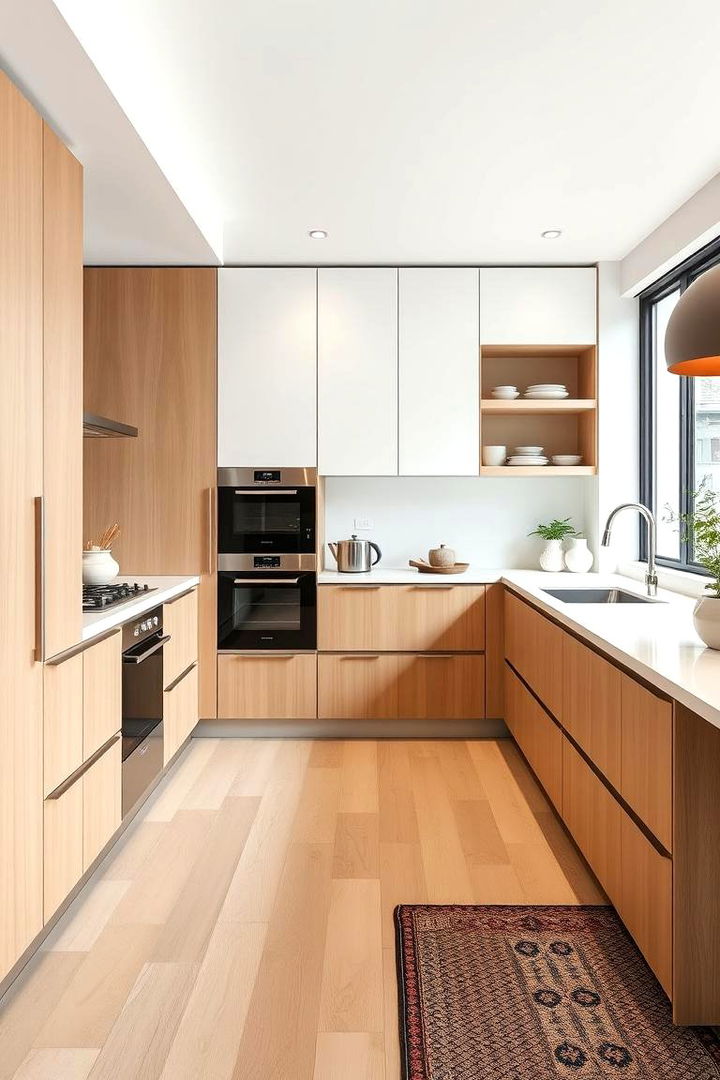 Crisp Contemporary Lines - 22 Light Wood Floor Kitchen Ideas